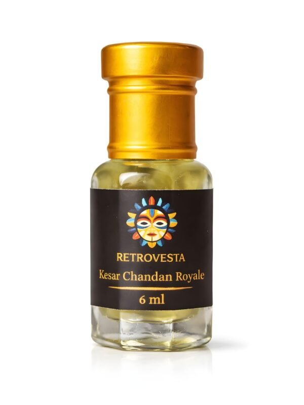 RetroVesta Kesar Chandan Royale Attar 6ml – Saffron Sandalwood Perfume Oil for Men & Women | Long Lasting Fragrance