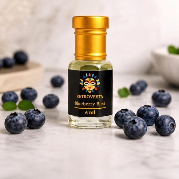 RetroVesta Blueberry Bliss Attar 6ml - Long Lasting Fruity Sweet Perfume Oil for Men & Women - Alcohol-Free Concentrated Fragrance Roll-On - Fresh Daily Wear Scent