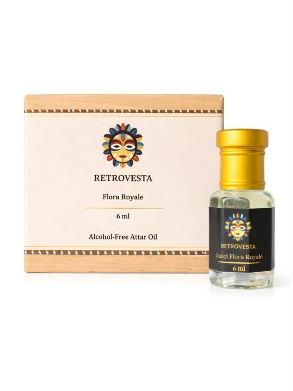 RetroVesta Flora Royale Attar | Premium Floral Concentrated Perfume Oil for Men & Women | Long Lasting Alcohol-Free Roll-On Fragrance | Unisex Arabic Attar | 6ml