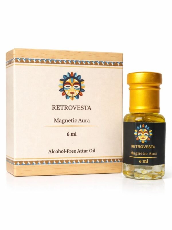 RetroVesta Magnetic Aura Attar (Trial Pack 6ml) - Fresh Citrus Woody Musk Perfume Oil Special Edition for Men