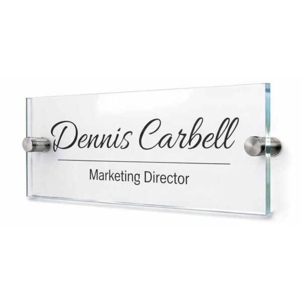 Personalized Name Plate for Office – Custom Acrylic Nameplate Sign, Freestanding Tabletop, 6x12 Inch, Professional Gift for Doctors, Lawyers, Boss, Him & Her