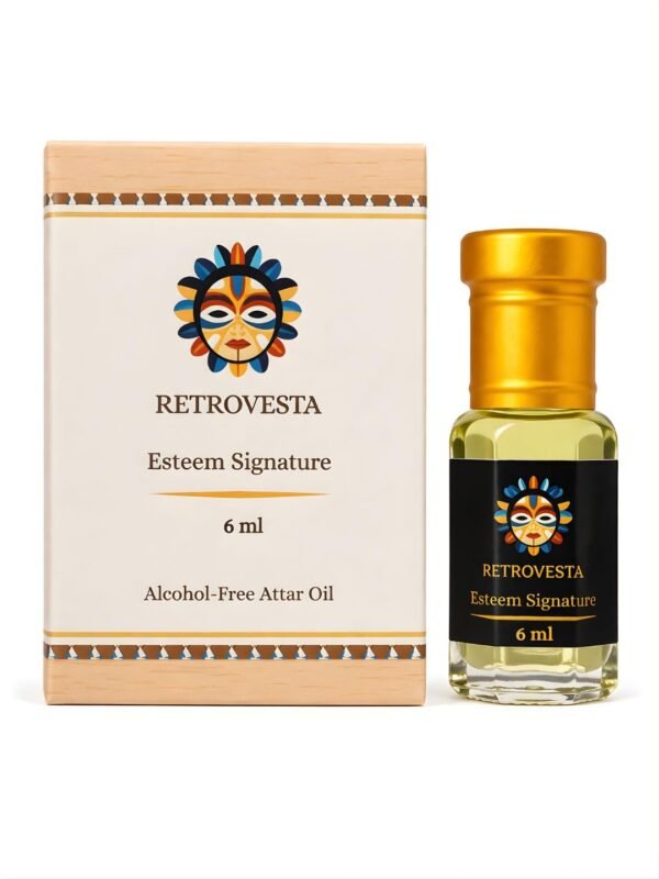 RetroVesta Esteem Signature Attar | Premium Fresh Clean Concentrated Perfume Oil for Men & Women | Long Lasting Alcohol-Free Roll-On Fragrance | Unisex Arabic Attar | 6ml