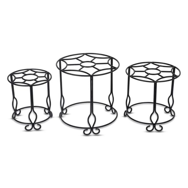RetroVesta Iron Plant Stand Set of 3, Black, Powder Coated, for Indoor & Outdoor Plants, Heavy Duty Flower Pot Holders