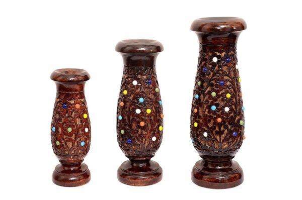 RetroVesta Premium Wooden Flower Vase for Home Decor | Handcrafted Natural Wood Decorative Vase for Artificial Flowers | Modern Tabletop Vase for Living Room, Bedroom, Office & Gifting | Available in Large, Medium & Small Sizes