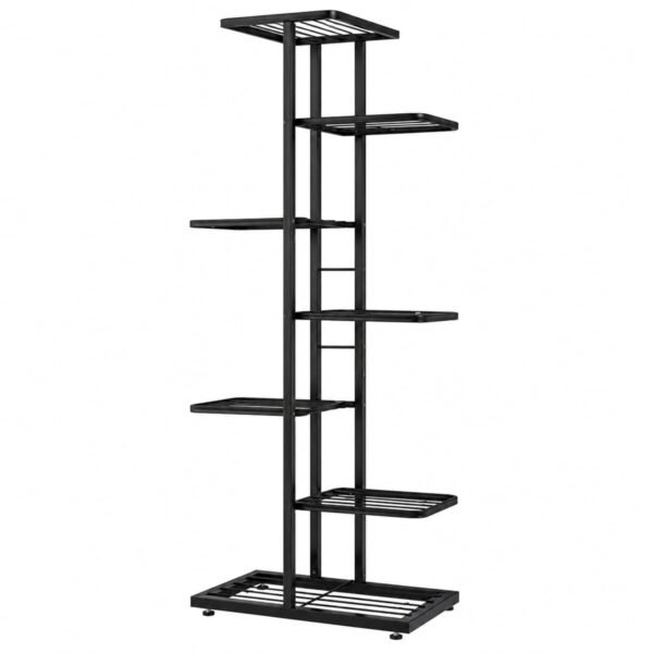 RetroVesta 6 Tier Metal Plant Stand with 5 Ceramic Planters - Vertical Indoor Flower Pot Holder for Living Room, Balcony & Patio - Sturdy Iron Multi-Tiered Shelf, 48.3 x 22.5 x 102 cm,