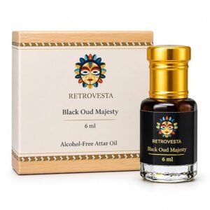 RetroVesta Black Oud Attar for Men - (Trial Pack 6ml) Oudh Woody Musk Concentrated Perfume Oil, Special Edition for Men