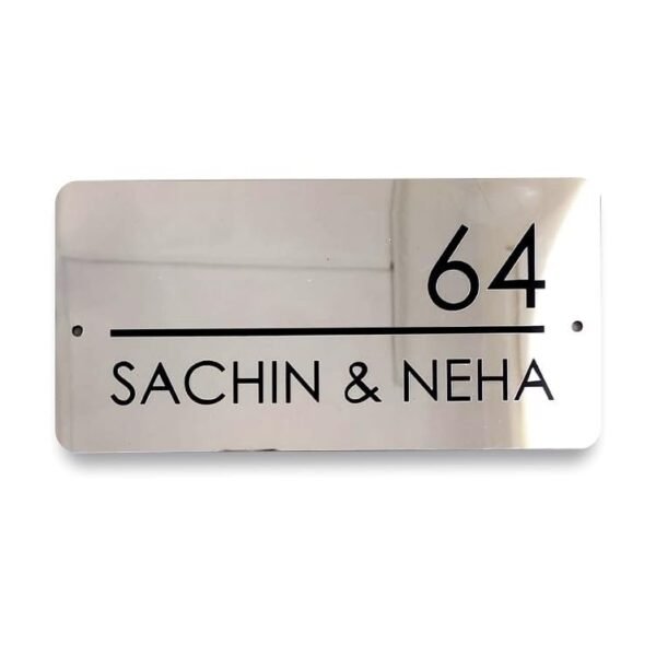 Personalised Name Plate for Home Entrance Outdoor - Custom Acrylic & Metal House Name Board, Weatherproof Door Sign for Apartment, Office & Villa, Stylish Address Plaque with Mounting Kit