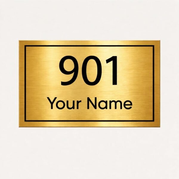 RetroVesta Personalized Brushed Gold Acrylic Name Plate 7 x 4.5 Inch | Self-Adhesive Custom House Number & Door Name Sign | Weatherproof Modern Name Plate for Home, Office, Flat, Apartment & Hotel