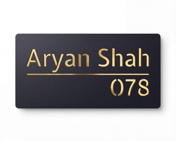 RetroVesta Personalized Acrylic Name Plate for Home Entrance Outdoor 20 x 10 cm | Gold Mirror Letter Name Board | Waterproof Custom Door Name Plate for Home, Flat, Apartment & Office