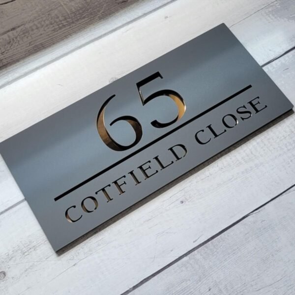 Personalized Acrylic Name Plate for Home Entrance - 12x18 Inch Stylish 3D Embossed Letters Signage for House Office Villa Flats - Durable Matte Black & Gold Finish (Unisex)