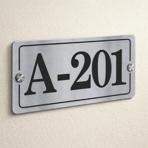 RetroVesta Personalized Stainless Steel House Number Plate 6 x 3 Inch | 1 mm Thick Custom Door Name Plate | Premium Home Address Sign Board for House, Flat & Office