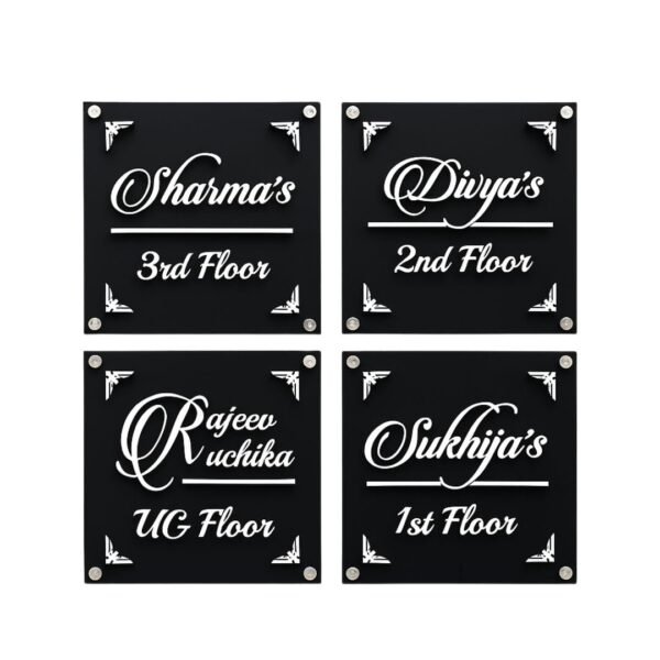 RetroVesta Acrylic Name Plate for Home Entrance 12 x 6 Inch | Customized White & Mirror Gold Door Name Board | Personalized House Number Name Plate | Waterproof Outdoor Designer Sign