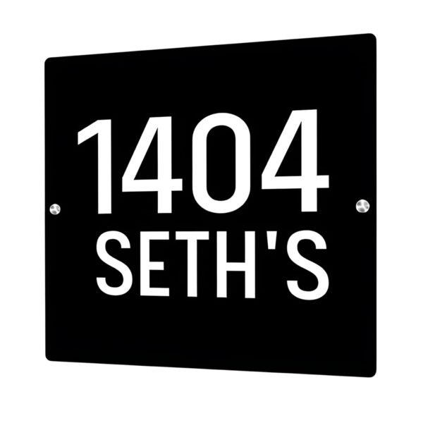 Glossy Black and Milky White Acrylic Name Plate for Home Entrance – 8x12 Inch Personalized Outdoor Door Sign, Weatherproof Custom House Name Board for Main Gate, Flat, Villa, or Office – Modern and Elegant Design