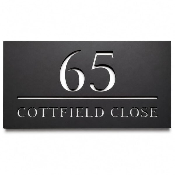 RetroVesta Personalized Acrylic Name Plate 12 x 18 Inch | Matte Black & Mirror Silver House Name Board | Custom Acrylic Door Name Plate for Home Entrance, Office, Villa & Flats