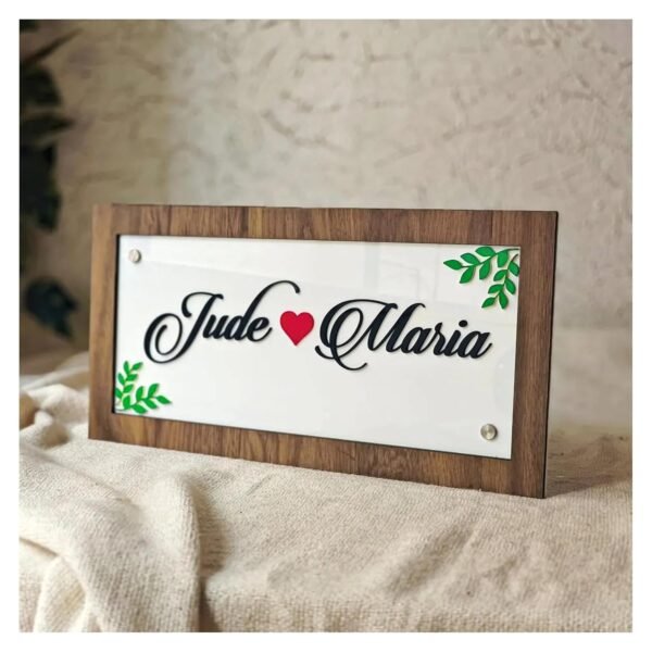 RetroVesta Personalized Wooden Name Plate 16 x 9 Inch | Premium Wooden Door Name Plate with Black Acrylic Embossed Letters | Custom House Name Board for Home, Flat, Apartment & Bungalow