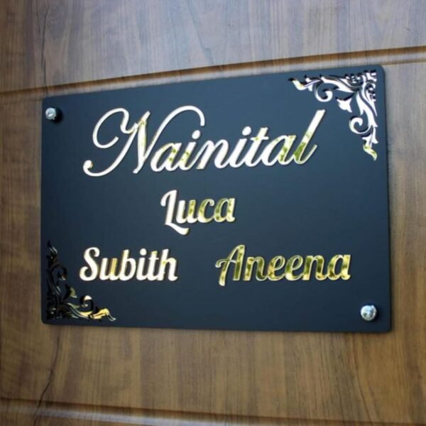 Custom Acrylic Name Plate for Home & Office - Waterproof Designer Door Sign, 6x12 Inches, Ideal for Flats, Apartments & Outdoor Entrances 013 BG&G-Geomatric