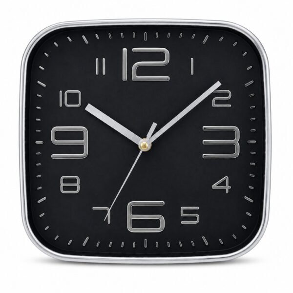 RetroVesta Black & Gold Square Wall Clock | 19 × 19 cm Analog Decorative Clock for Home, Office & Bedroom