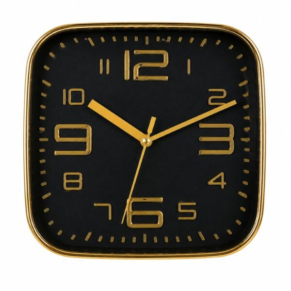 RetroVesta Gold Square Wall Clock | 19 × 19 cm Analog Decorative Clock for Home, Bedroom, Living Room & Office