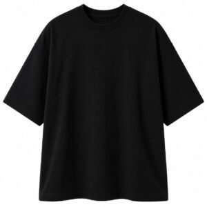 RetroVesta Men's Oversized T-Shirt - 100% Cotton Heavyweight Drop Shoulder Half Sleeve Crew Neck Tee, Plain Casual Streetwear Baggy T-Shirt for Men, Black