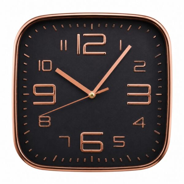 Rose Gold Square Wall Clock | 19 × 19 cm Analog Decorative Clock for Home, Bedroom, Living Room & Office